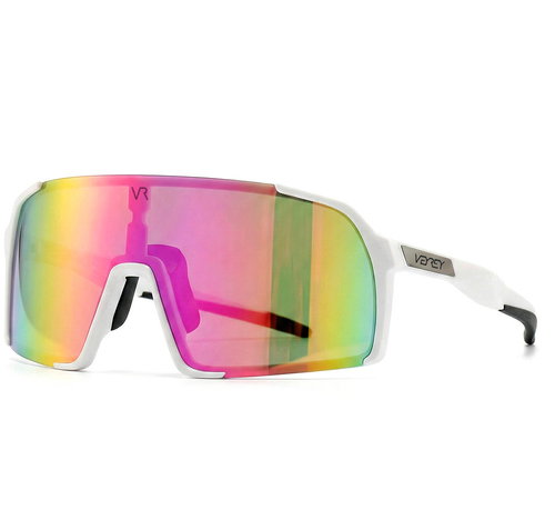 VeyRey Sports Sunglasses Burub White Rim Pink Glasses - Cycling Glasses - Main image