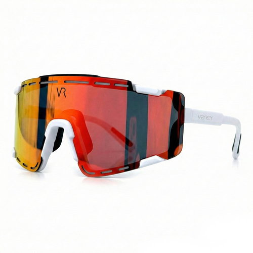 VeyRey Sports Semihoof Sunglasses White Rim Red Glasses - Cycling Glasses - Main image