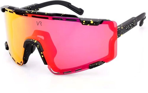 VeyRey Sports Semihoof Sunglasses Black Rim Red Glasses - Cycling Glasses - Main image