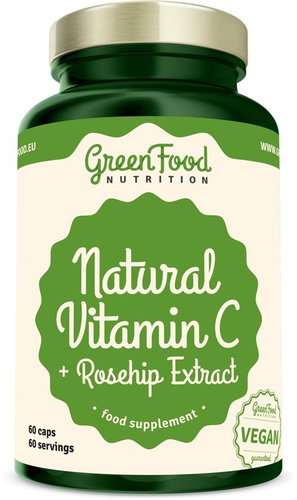 GreenFood Nutrition Natural Vitamin C + Rosehip Extract 60cps - Vitamin C - Main image