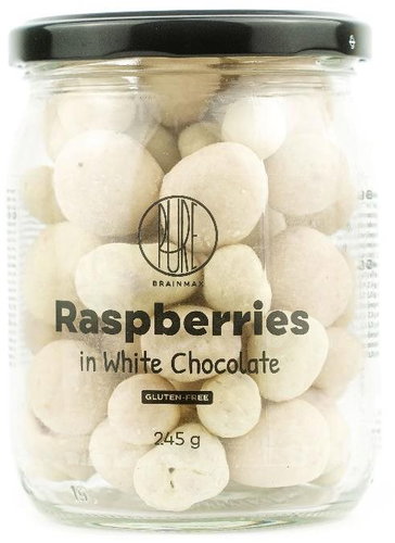 BrainMax Pure White Chocolate Lyophilised Raspberries, 245 g - Freeze-Dried Fruit - Main image