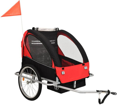 Shumee 2in1 Bike and Stroller Trolley, black and red - Bicycle Trailer - Main image