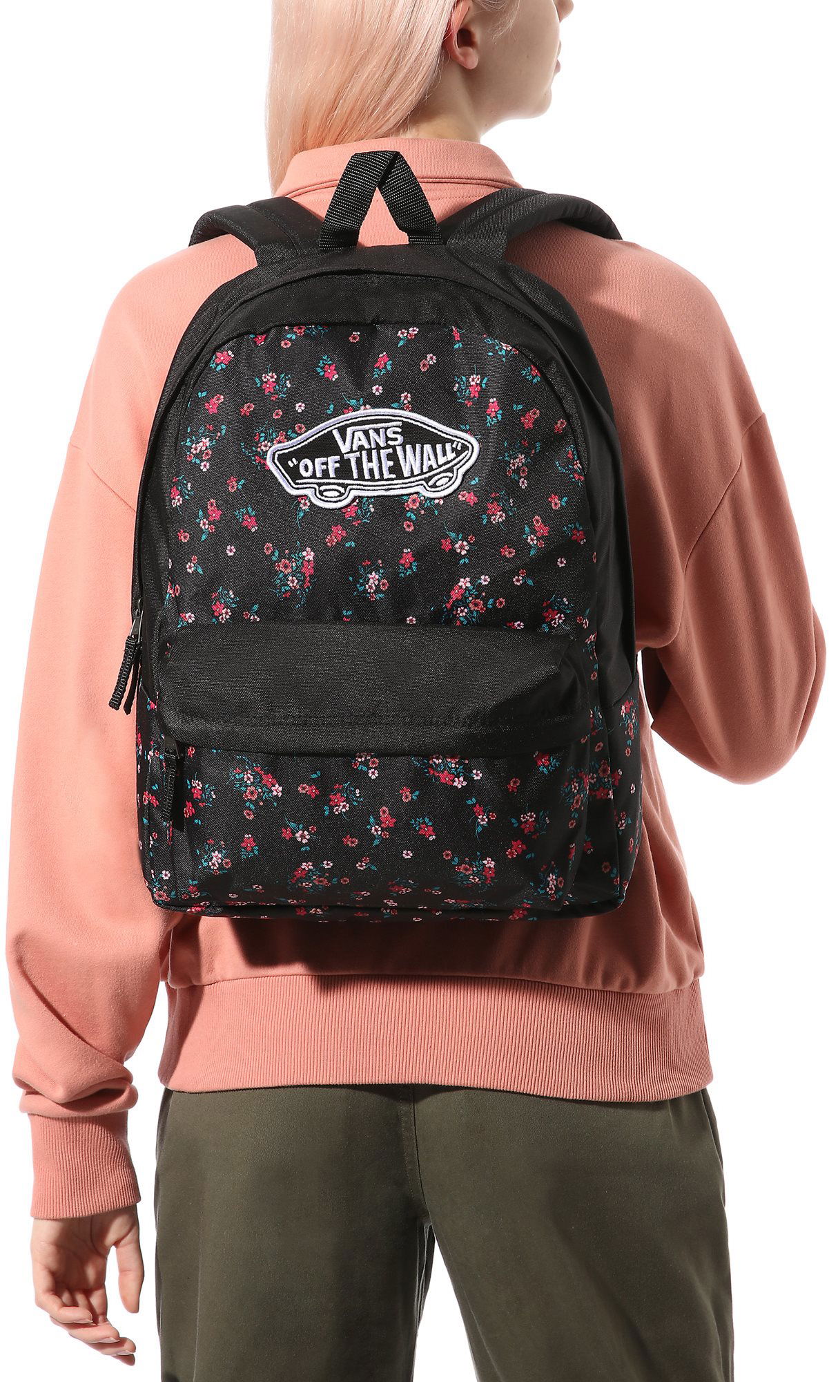 Vans black shop backpack with flowers