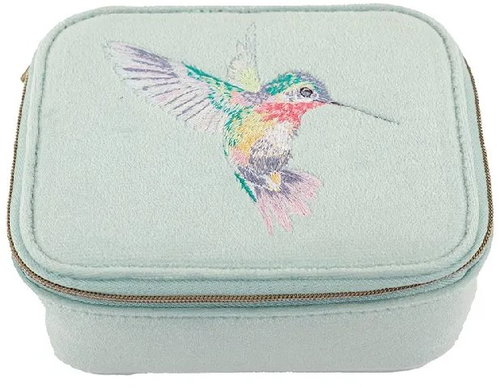 Wrendale Designs Embroidered Travel Jewellery Case Hummingbird - Travel Case - Main image