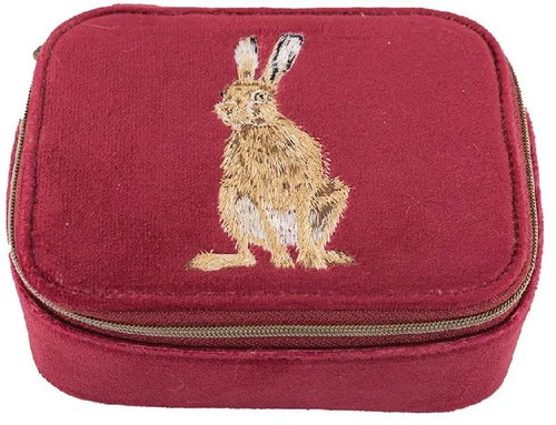 Wrendale Designs Embroidered Travel Jewellery Case Hare - Travel Case - Main image
