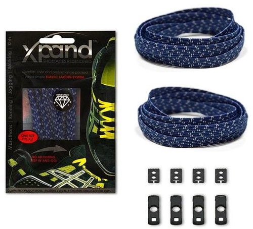 Laces Xpand navy blue reflective - Shoe Laces - Main image