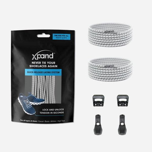 Tightening elastic laces Xpand light grey reflective - Shoe Laces - Main image