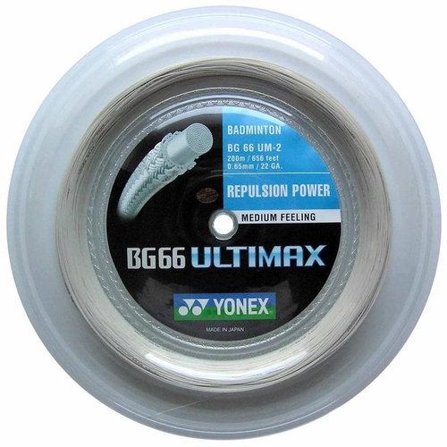 Yonex BG 66 ULTIMAX, 0,65mm, 200m, METALLIC WHITE - Badminton Strings - Main image