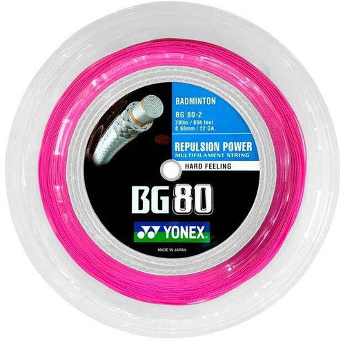 Yonex BG 80, 0,68mm, 200m, NEON PINK - Badminton Strings - Main image