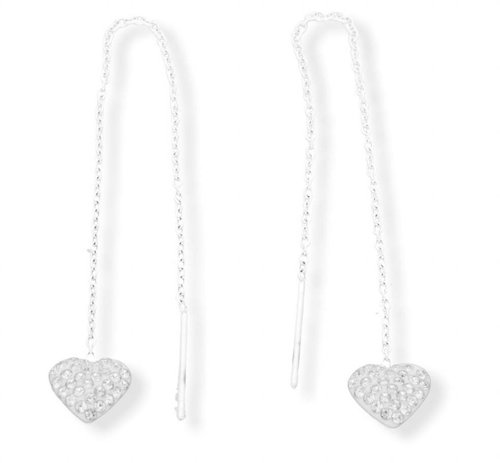 Ewena Stringing steel heart earrings with cubic zirconia - Earrings - Main image