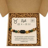 Srdcem Darované Minerální set Býk, náramek z minerálů v dárkové krabičce s věnováním - Bracelet