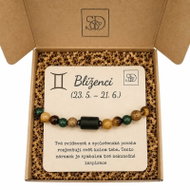 Srdcem Darované Minerální set Blíženci, náramek z minerálů v krabičce se vzkazem a mašlí - Bracelet