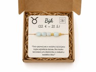 Srdcem Darované Dárkový set Býk, náramek z minerálů v dárkové krabičce s věnováním - Bracelet