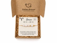 Srdcem Darované Dárkový set Beran, náramek z minerálů s věnováním v krabičce s mašlí - Bracelet