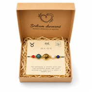 Srdcem Darované Hvězdný dárkový set Býk, náramek z přírodních kamenů s věnováním v krabičce - Bracelet