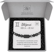 Srdcem Darované Ochranný dárkový set Blíženci, náramek z lávového kamene, hematitu a onyxu s věnován - Bracelet