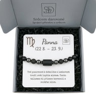 Srdcem Darované Ochranný dárkový set Panna, náramek z lávového kamene, hematitu a onyxu s věnováním - Náramek