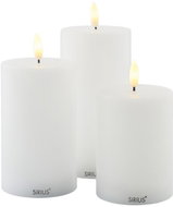 Sirius LED candle set Sille 3pcs, o7,5x10/12,5/15 cm, white - LED Candle