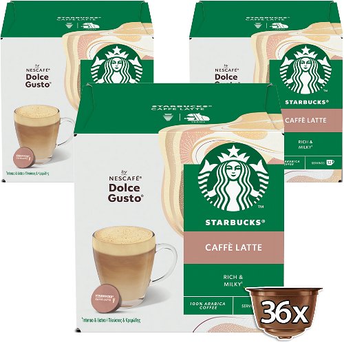 STARBUCKS® Caffe Latte by NESCAFE® DOLCE GUSTO® Coffee Capsules -Carton 3 x  12 pcs - Coffee Capsules