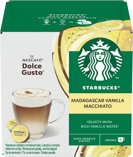 STARBUCKS® Madagascar Vanilla Latte Macchiato by NESCAFE® DOLCE GUSTO®  Coffee Capsules, 6 + 6 Capsule - Coffee Capsules