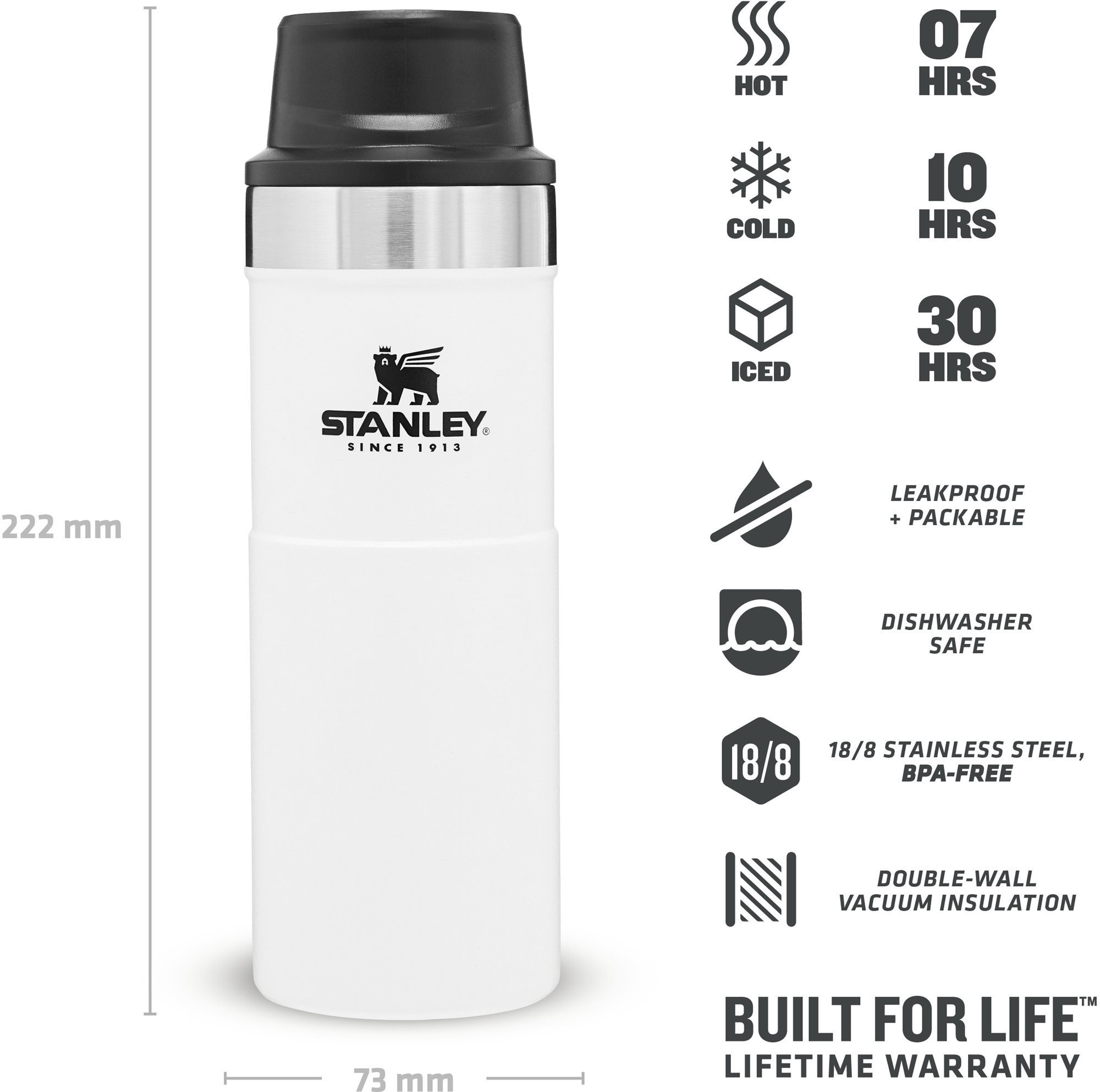 STANLEY CLASSIC SERIES 2.0 Single handed Thermos Mug 470ml Polar