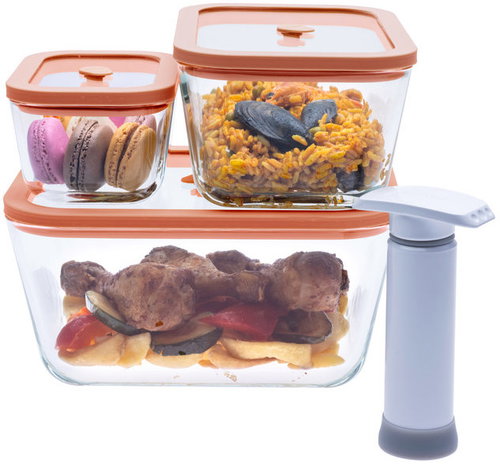 STATUS Viva 131200 4-teiliges Set Glas-Vakuumdosen Pink - Dosen-Set - Hauptbild