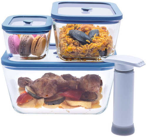 STATUS Viva 131202 4-teiliges Set Glas-Vakuumdosen blau - Dosen-Set - Hauptbild