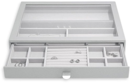 Stackers Jewellery Box with Drawer Pebble Grey Supersize Display Drawer grey - Jewellery Box - Main image