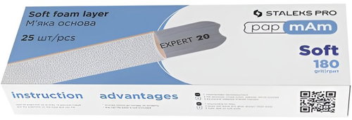 Staleks Expert 20 papmAm - replacement sandpaper for straight file white 180 grit, 25 pcs - Nail File - Main image