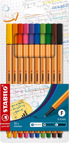 Stabilo Point 88 Fineliner Marker Pen, 0.4 mm - 10 pack