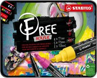 STABILO FREE Acrylic Basis-Set - Packung mit 11 Farben - mit 3 verschiedenen Spitzen 4x T100, 5x T300, 2x T800C - Marker