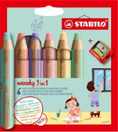 STABILO woody 3 v 1, 6 farieb so strúhadlom - Pastelky