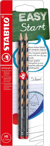 STABILO EASYgraph S Metallic Edition R HB, Triangular, Graphite - Pack of 2 - Pencil - Main image