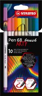 STABILO Pen 68 brush s flexibilním štětcovým hrotem, pouzdro 10 barev - Fixy