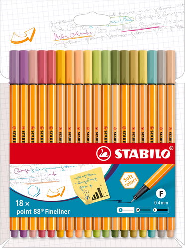 STABILO point 88 - Neue Farben - Packung mit 18 Farben - Finelinerstifte - Hauptbild