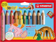 STABILO woody 3 in 1 Anniversary Edition - 10 Stück mit Anspitzer - Buntstifte