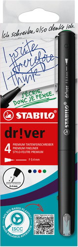STABILO dr!ver fine - 4er-Set (grün, rot, blau, schwarz) - Fineliner - Hauptbild