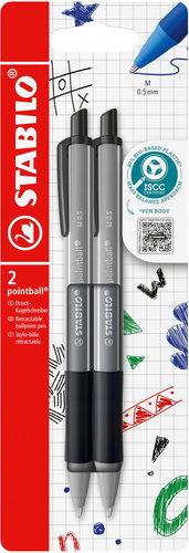 STABILO pointball colorful, schwarz - 2er Set - Kugelschreiber - Hauptbild