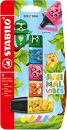 STABILO BOSS MINI Animal Vibes, neonové barvy - sada 5 ks - Zvýrazňovač