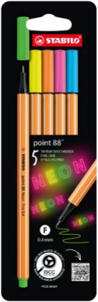 STABILO point 88, Neonfarben - 5er-Set - Finelinerstifte - Hauptbild
