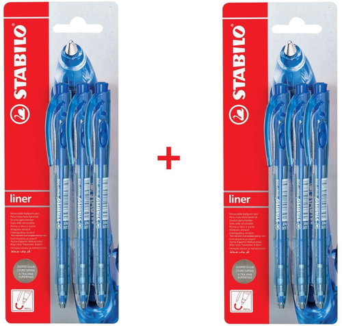STABILO Liner, blau, 3 Stück - 2er Pack - Kugelschreiber - Hauptbild