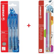 STABILO ballpoint pens liner, blue, 3 pcs + pencils pencil 160, 3 pcs - Stationery Set