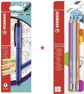 STABILO pencils pencil 160, 3 pcs + gel pen PALETTE with tip F (0.4 mm), blue - Writing Set
