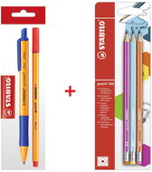 STABILO ballpoint pen pointball, blue + liner point 88, red + pencils pencil 160, 3 pcs - Stationery Set