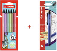 STABILO gel pen PALETTE with nib F (0.4 mm), blue + Pen 68 markers, 8 pcs - Writing Set