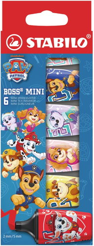 STABILO BOSS MINI PAW Patrol – set of 6 – featuring Chase, Marshall, Rubble, Skye, Everest and Liber - Highlighter - Main image