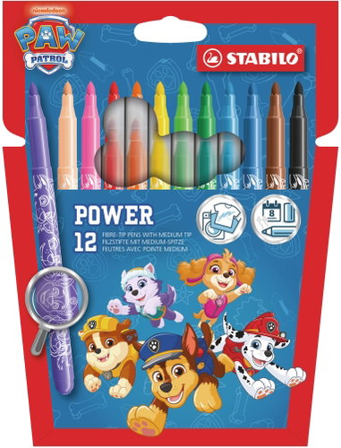 STABILO power PAW Patrol – set of 12 – featuring PAW Patrol designs - Felt Tip Pens - Main image