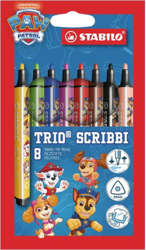 STABILO Trio Scribbi PAW Patrol – set of 8 – featuring PAW Patrol designs - Felt Tip Pens - Main image