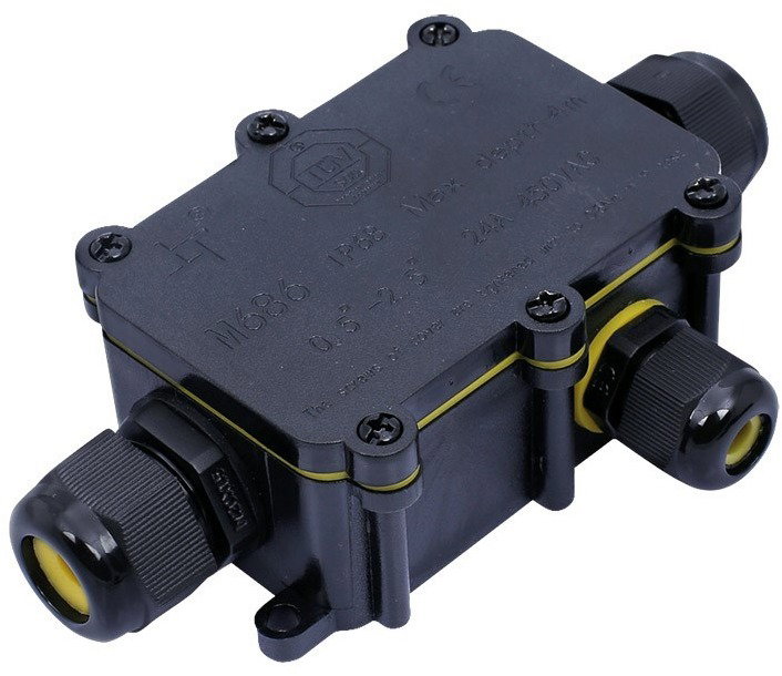 Solight Voděodolná propojovací krabička IP68, 1 × vstup, 2× výstup, 5-9/9-12 mm, max 2,5 mm2
