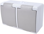 Solight Double wet socket max. 3680W, IP54, grey - Socket